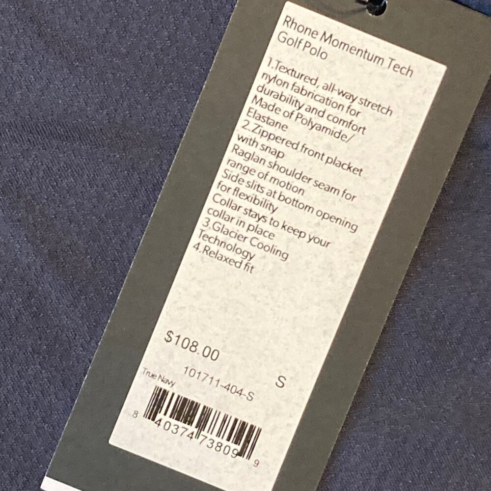 RHONE Mens Momentum Tech Golf Polo Performance Quarter Zip Small S Navy NWT - Picture 4 of 11
